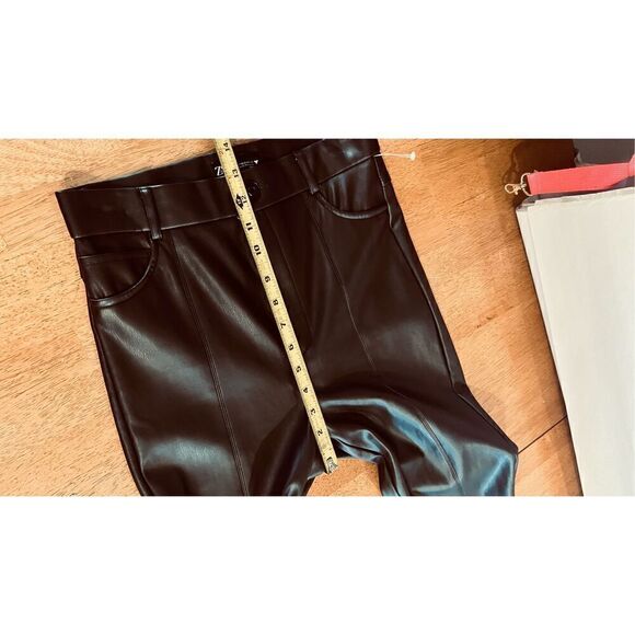 ZARA BROWN FAUX LEATHER WOMENS PANTS SIZE S - Picture 11 of 13
